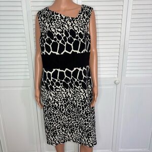 BIGIO COLLECTION Black and White Animal Print Dress Size 14